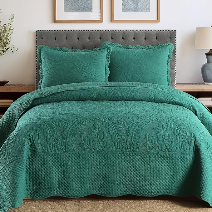 MarCielo 3-Piece 100% Cotton Oversized Bedspread Lightweight Quilt Coverlet by MarCielo