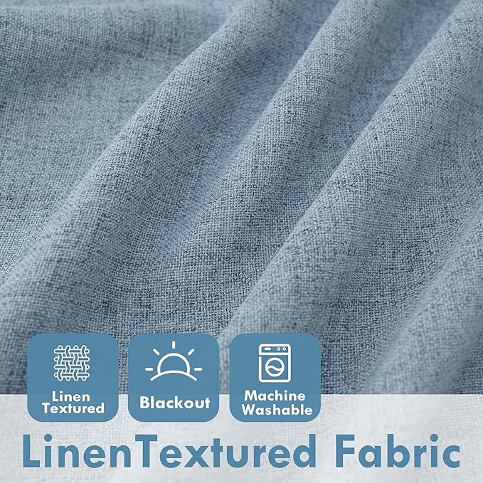 DriftAway Double Layer Linen Blackout Tie Up Curtains Thermal Insulated Fully - Image 3