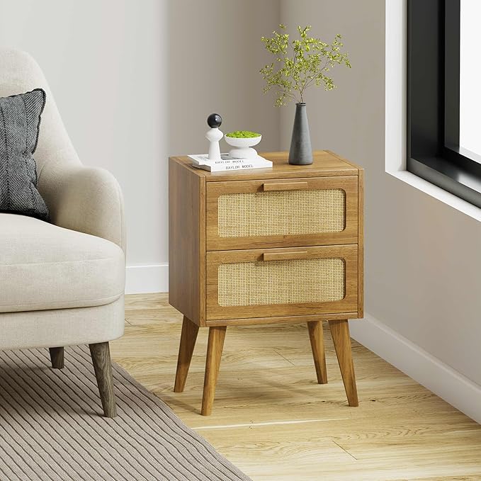 YAUKOMEL Rattan Nightstand, End Table, Side Table - Image 4