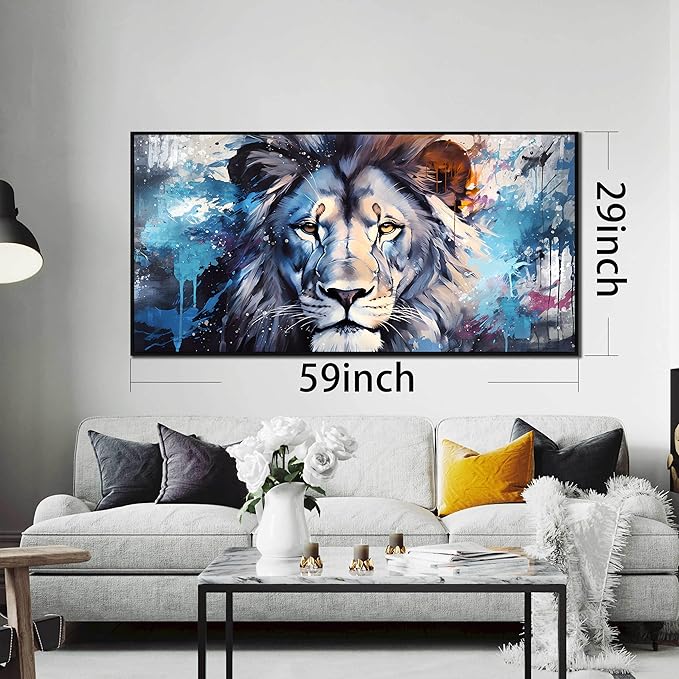Lion Wall Art for Living Room, Animal Canvas Wall-Decor for Bedroom, Large Size - Image 7