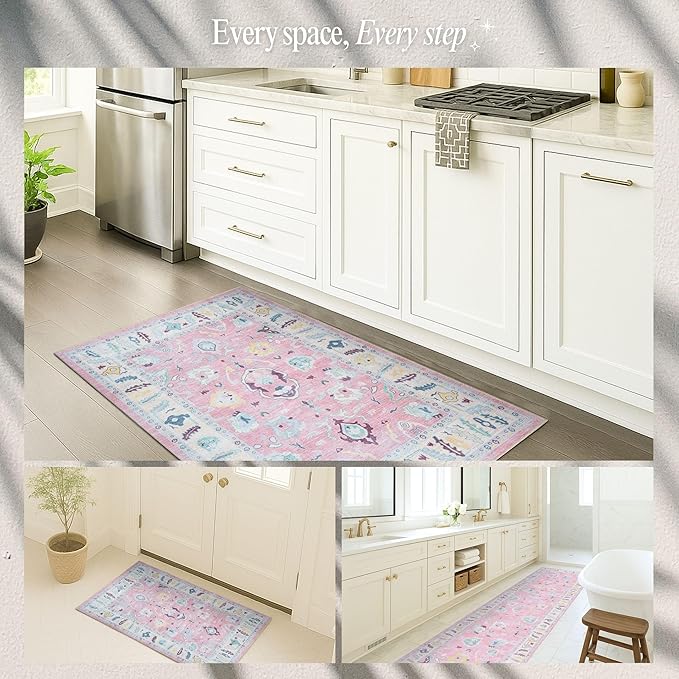 Fame Rugs Pink Modern Oushak Rug 8x10, Vintage Turkish Colorful Oriental - Image 5