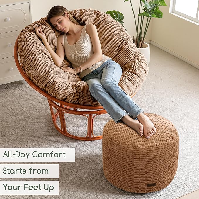 HIGOGOGO Pouf Ottoman Stuffed Round Modern Foam Filled Foot Rest Poufs - Image 4