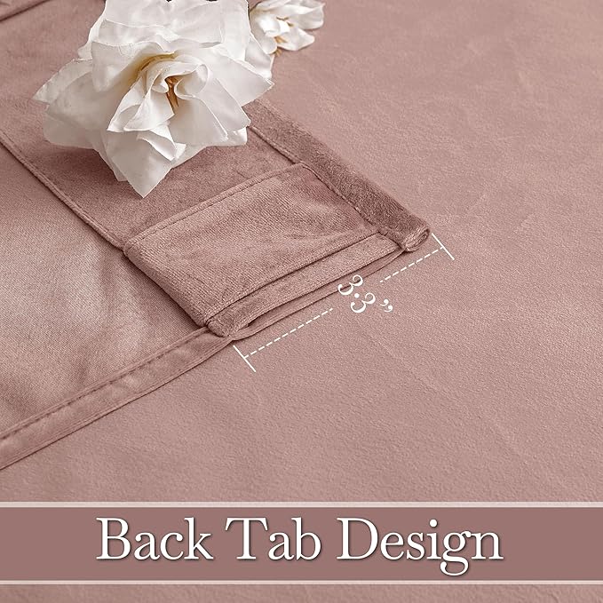 RYB HOME Velvet Curtains 72 inches Length, Back Tab & Rod Pocket Soft Fabric - Image 4