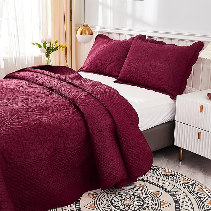 MarCielo 3-Piece 100% Cotton Oversized Bedspread Lightweight Quilt Coverlet - Image 6
