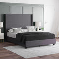 EMMA + OLIVER Nora Queen Size Faux Linen Upholstered Platform Bed by EMMAOLIVER