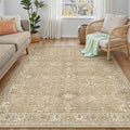 4x6 Brown Area Rug Non Slip Vintage Office Entryway Rug Distressed Machine by PureCozy