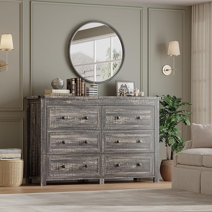 6-Drawer Dresser, Modern Wooden Storage Chest of Drawers, Dresser TV Stand - Image 6