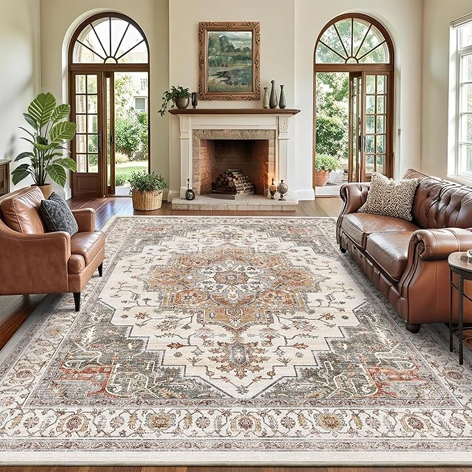 9x12 Large Area Rugs for Living Room Ultra-Soft Washable Rug Vintage Distressed by NakedCloud