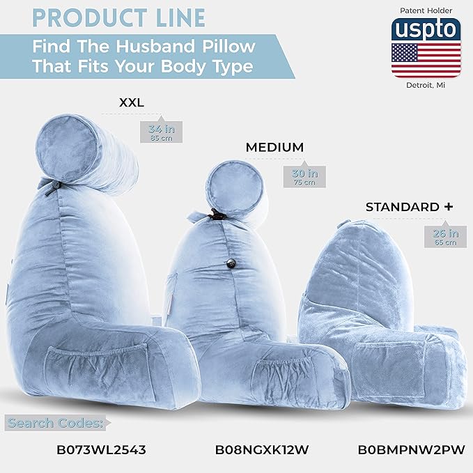 Husband Pillow Medium Sky Blue, Backrest - Image 3