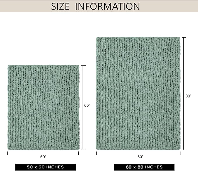Chunky Knit Throw Blanket 60"X 80", 100% Handmade - Image 3