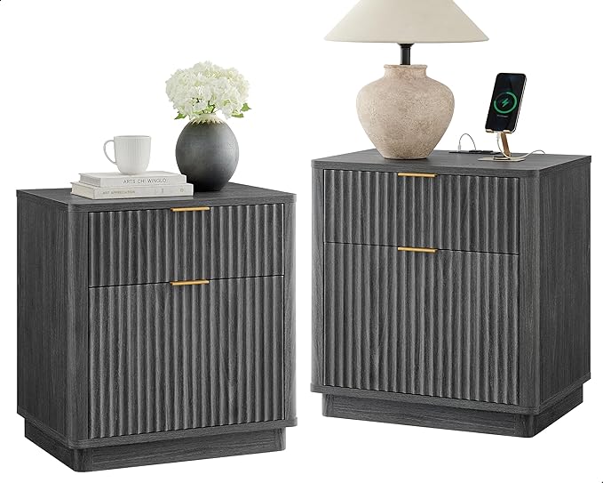 T4TREAM 23'' Fluted Nightstand Set of 2 by T4TREAMFurniture