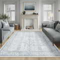 FMFUNCTEX 6x9 Washable Area Rug Blue Vintage Neutral Distressed Large Non Slip by Fmfunctex