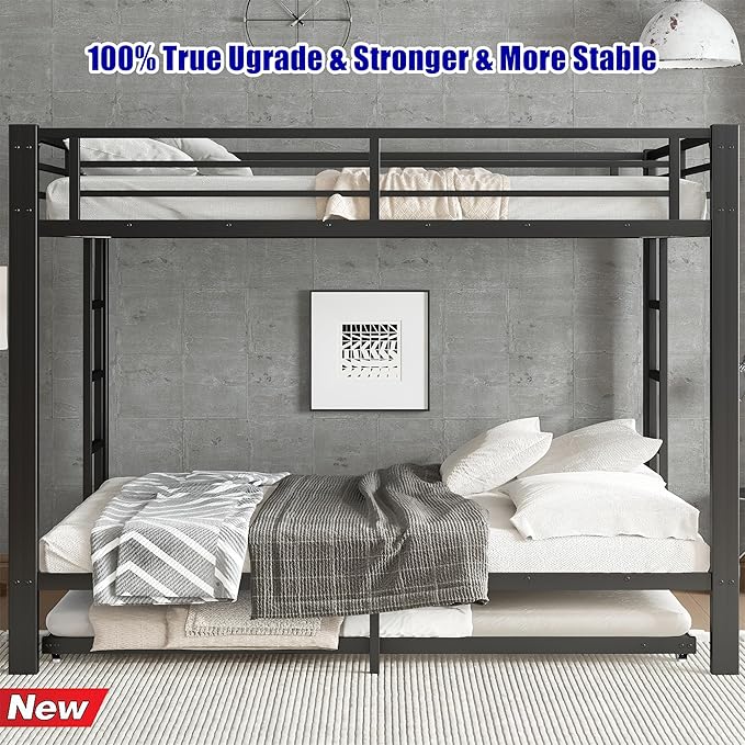 Higher Quality & Stronger Heavy Duty Metal Bunk Bed Frame Queen Over Queen Size - Image 3