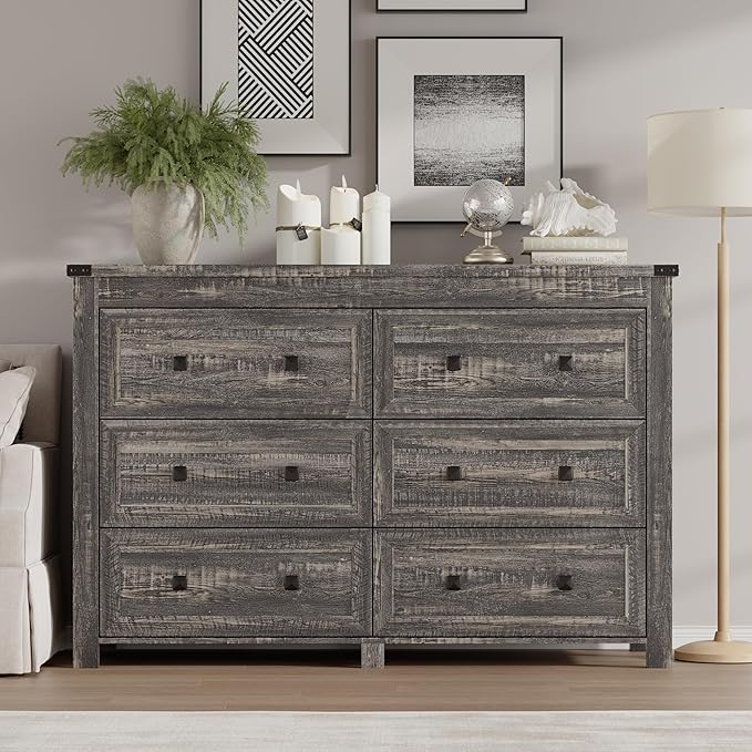 6-Drawer Dresser, Modern Wooden Storage Chest of Drawers, Dresser TV Stand - Image 3