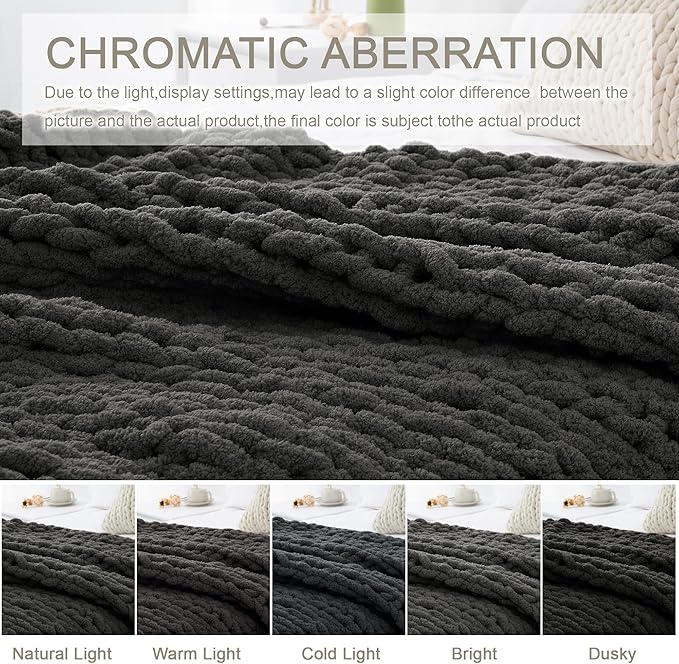 Chunky Knit Throw Blanket 50"X 60", 100% Handmade - Image 6