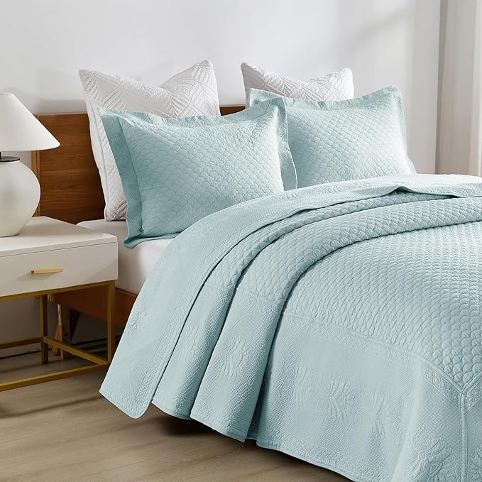 MarCielo 3-Piece 100% Cotton Oversized Bedspread Lightweight Quilt Coverlet - Image 7