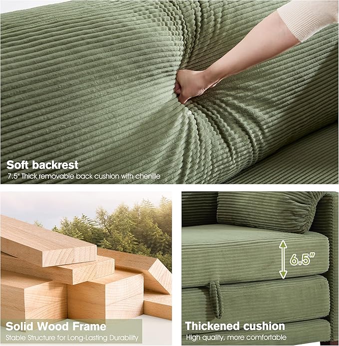 51" Loveseat Sleeper Sofa Bed, Corduroy Convertible Floor Sofa Bed - Image 5