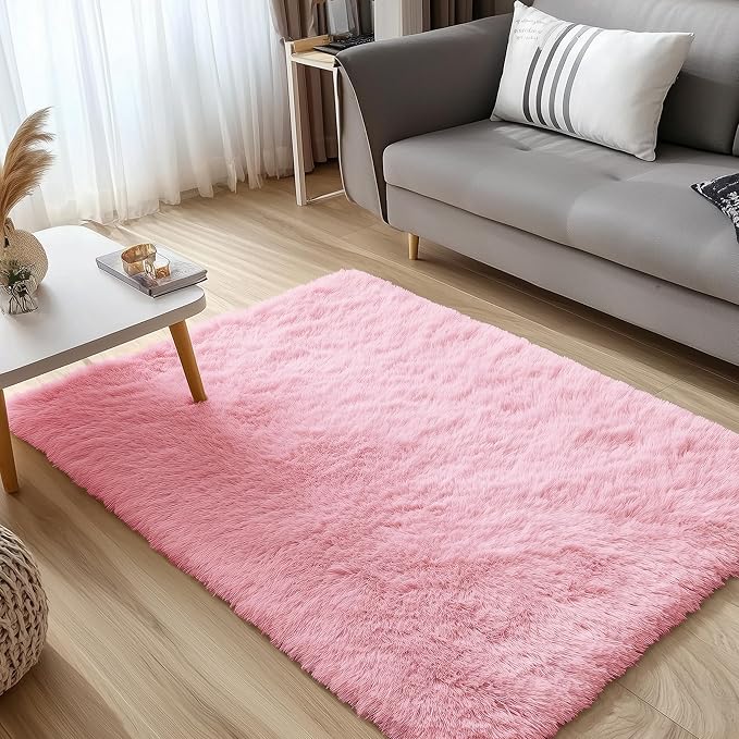 OLANLY 3x5 Machine Washable Small Bedside Rug, Soft Fluffy Shaggy Rugs - Image 4
