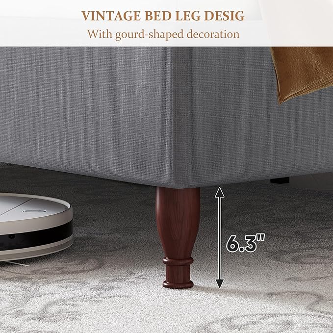 koorlian Queen Bed Frame Upholstered Platform Bed - Image 4