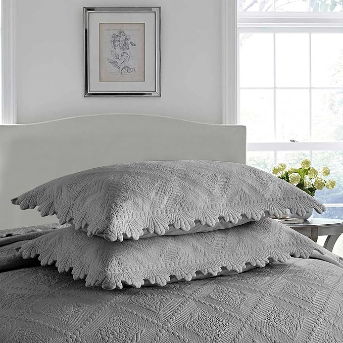 MarCielo 3-Piece 100% Cotton Oversized Bedspread Lightweight Quilt Coverlet - Image 4