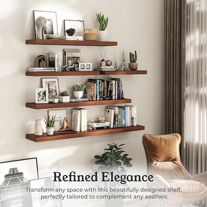 Floating Shelves for Wall, 7.9" Deep Wall Mounted Wood Shelves for Bathroom - Image 5