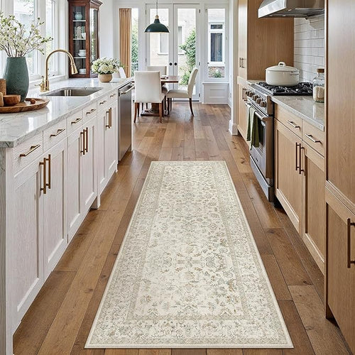 2x6 Taupe Runner Rug Hallway Non Slip Kitchen Vintage Distressed Long Carpet by PureCozy