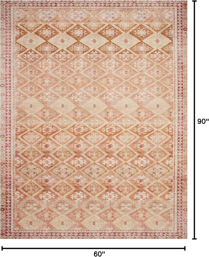 Loloi Layla Collection LAY-16 Natural/Spice 5'-0" x 7'-6" .13" Thick Area Rug - Image 2