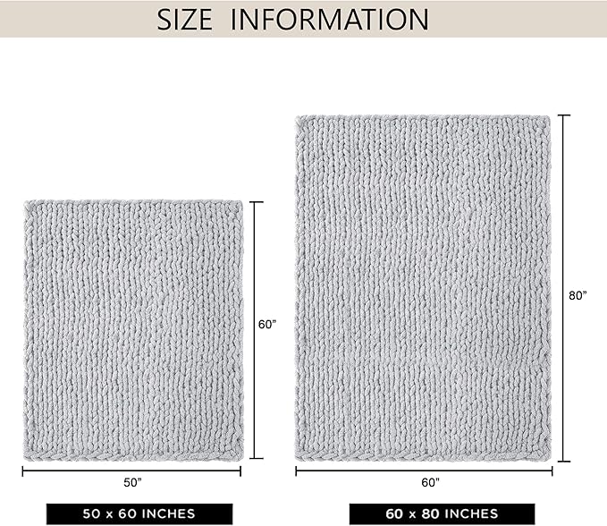 Chunky Knit Throw Blanket 60"X 80", 100% Handmade - Image 9