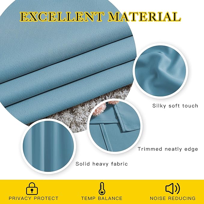 NICETOWN Teal Blue Curtains 96 inches Long, Grommet Thermal Insulated Blackout - Image 4