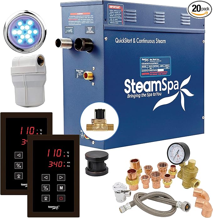 SteamSpa 9kW Steam Sauna Generator Executive Bundle 240V Steam Generator by SteamSpa