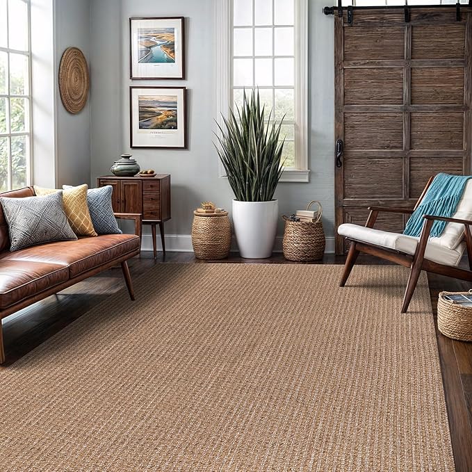 Easy Jute Rug 8x10 Indoor Outdoor Natural Rugs Solid Fiber Rug Woven Area Rug - Image 4