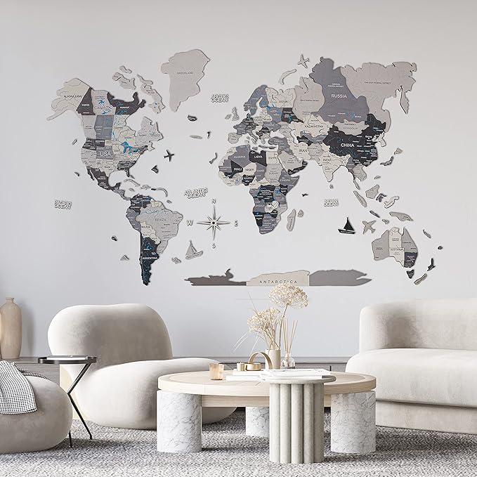 Handmade 3D Wood World Map Wall Art Large Wall Decor Track Your World Travels - Image 8
