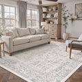 Gray Area Rug 7x9 Machine Washable Vintage Living Room Distressed Non Slip by PureCozy