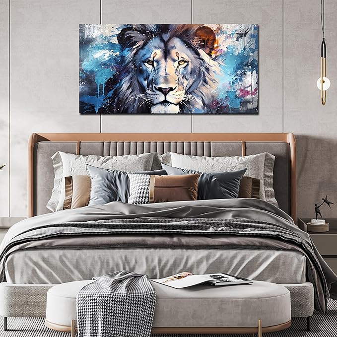 ENTANUB Lion Wall Art for Living Room, Animal Canvas Print Painting for Bedroom - Image 6