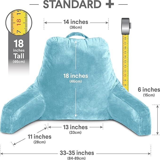 Husband Pillow Carolina Blue, Original Reading Pillow in Bed Rest Chair - Image 4