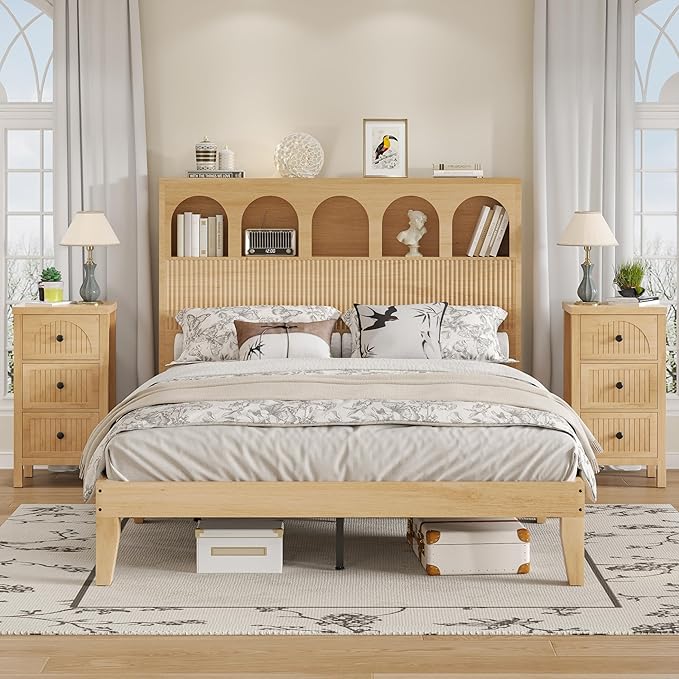 Queen Bed Frame, Storage Headboard by Lxsxhome