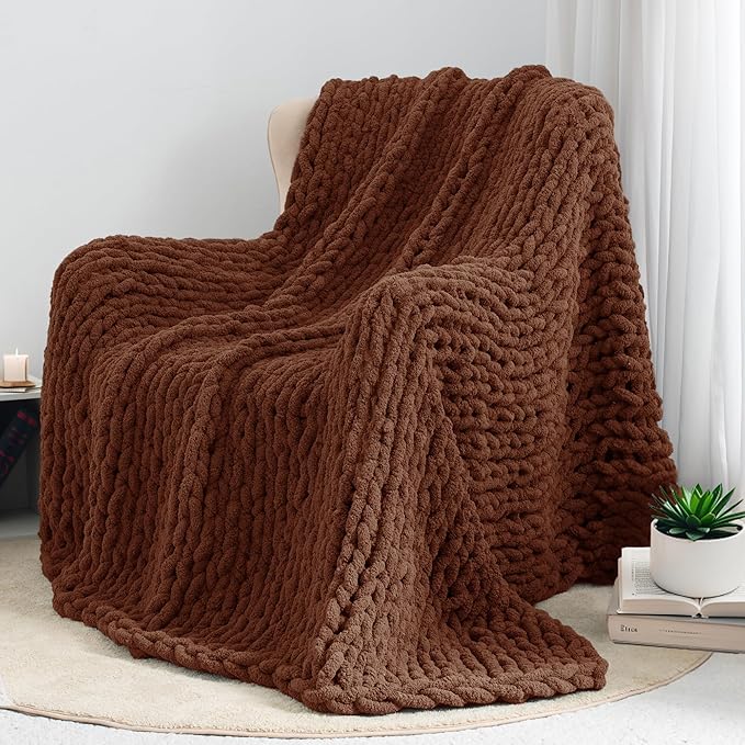 Chunky Knit Throw Blanket 60"X 80", 100% Handmade - Image 7