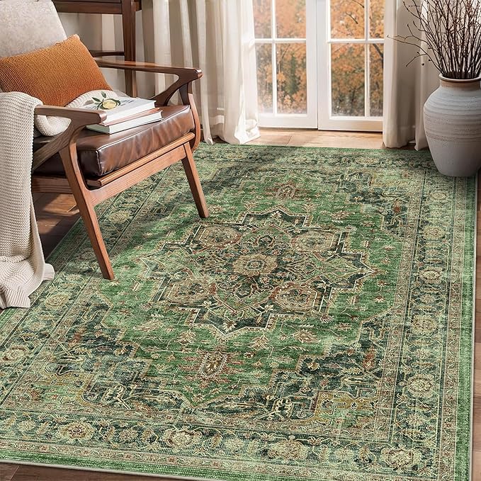 3x5 Area Rug Vintage Rugs for Indoor Entrance Stain Resistant Washable Entryway by NakedCloud