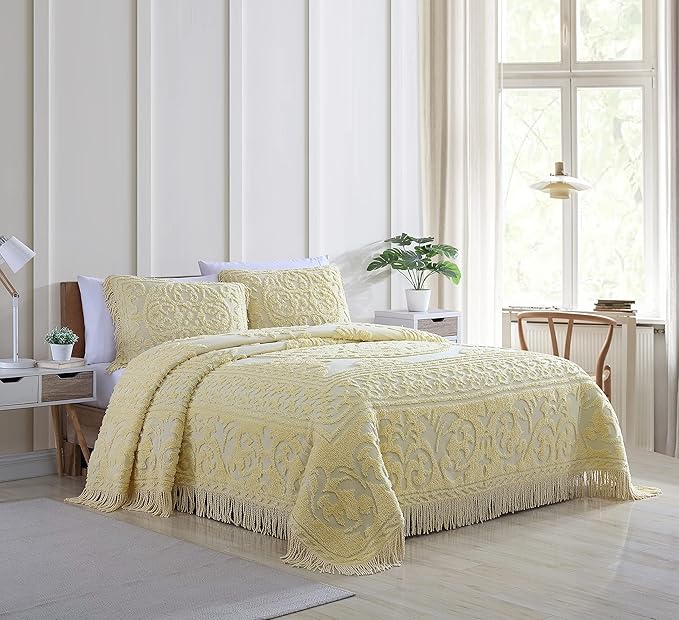 Beatrice Home Fashions Medallion Chenille Bedspread, King Sham - Image 2