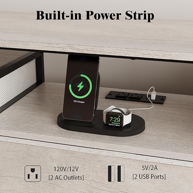 LUMTOK 11 Drawers Dresser with Fabric Drawers, Charging Station, LED Lights and - Image 7