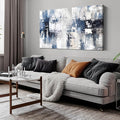 Prepeyssee White and Blue Abstract Canvas Wall Art by Prepeyssee