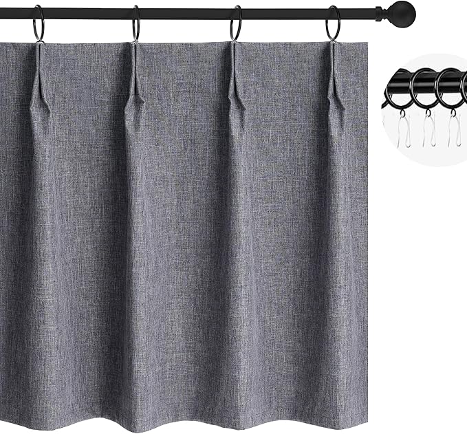 WdFour 24x18 Inch Pinch Pleated Blackout Cafe Curtains by WdFour