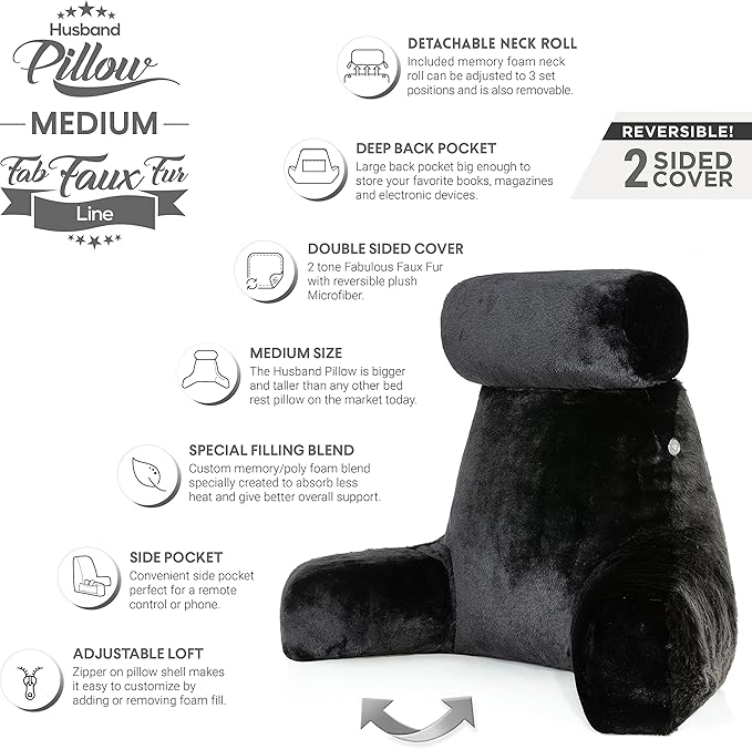 Husband Pillow Medium Limited Baby Black Panther Backrest, 2-Tone Reversible - Image 4
