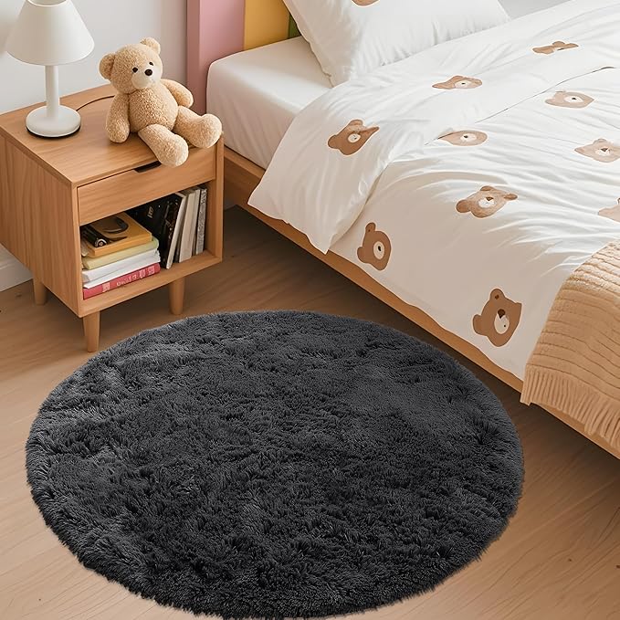 OLANLY Black Round Rugs for Bedroom - Image 2