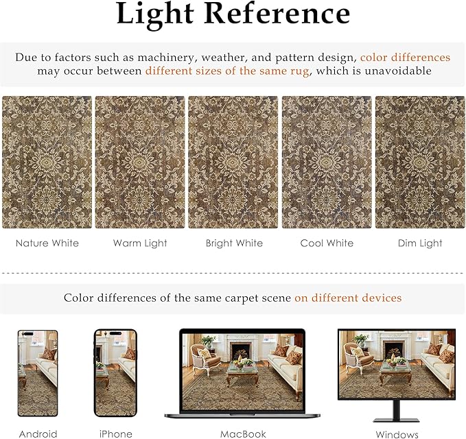 6x9 Vintage Area Rug Brown Washable Living Room Large Non Slip Carpet Bedroom - Image 5