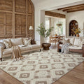 Ivory Brown 8x10 Area Rug Washable Living Room Moroccan Shag Carpet Non Slip by PureCozy