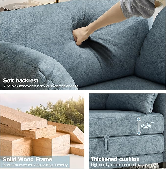 51" Loveseat Sleeper Sofa Bed, Chenille Convertible Floor Sofa Bed - Image 5
