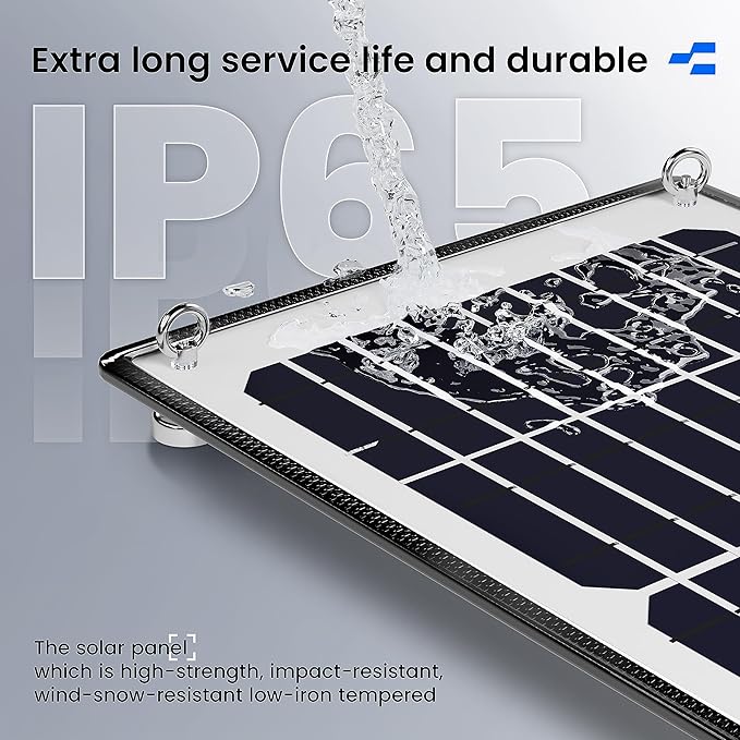 POWOXI 10W 12V Magnetic Solar Battery Trickle Charger Maintainer, Built-in MPPT - Image 3
