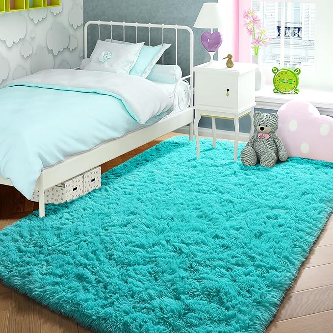 PAGISOFE Soft Fluffy Teal Area Rugs - Image 6