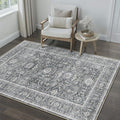 Blue 3x5 Area Rug Non Slip Vintage Office Entryway Rug Distressed Machine by PureCozy